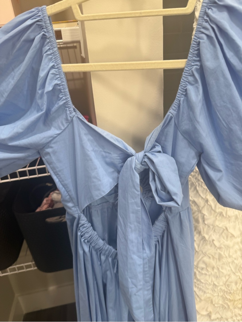 Abercrombie & Fitch Sky Blue Puff Sleeve Maxi Dress - Picture 2 of 4